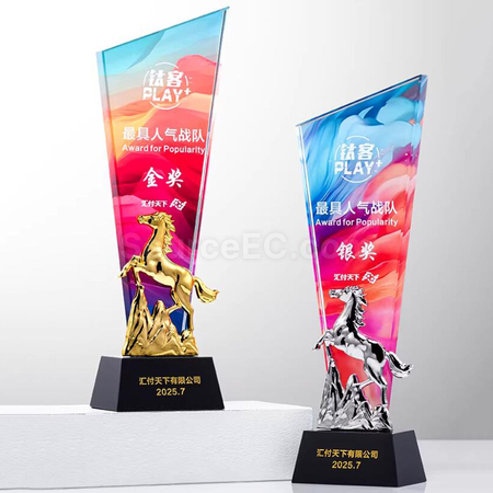禮品訂造馬年水晶獎座紀念品