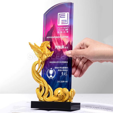禮品訂造馬年水晶獎座紀念品