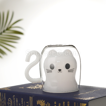 禮品訂造貓咪雙層玻璃杯紀念品