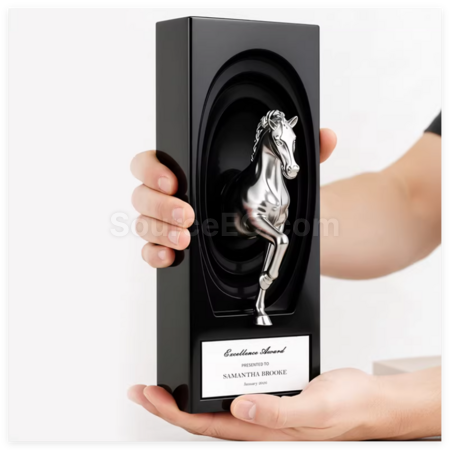禮品訂造馬年金屬水晶獎座紀念品