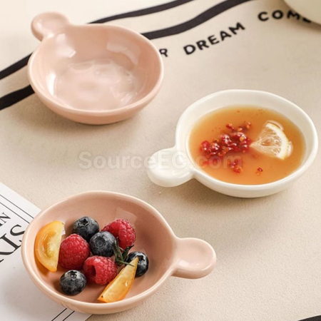 禮品訂造帶手柄陶瓷火鍋調料碟紀念品