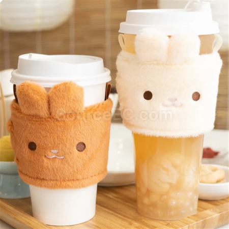 禮品訂造毛絨隔熱防燙暖手奶茶杯套（可定製）紀念品