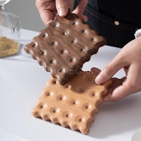 禮品訂造實木餅乾隔熱杯墊紀念品