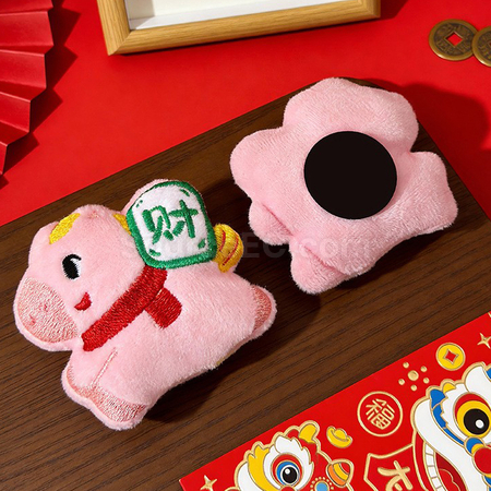 禮品訂造馬上發財毛絨冰箱貼紀念品