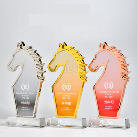 禮品訂造馬年金屬水晶獎盃紀念品
