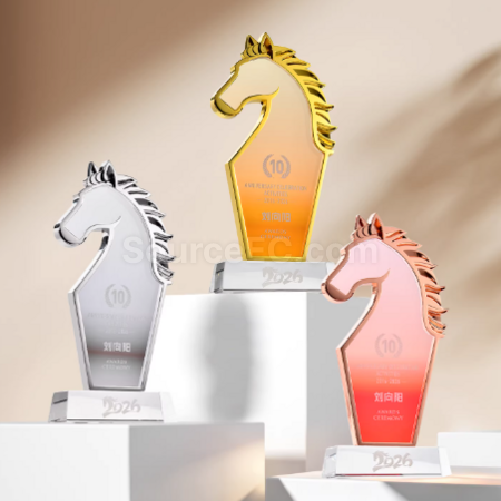 禮品訂造馬年金屬水晶獎盃紀念品