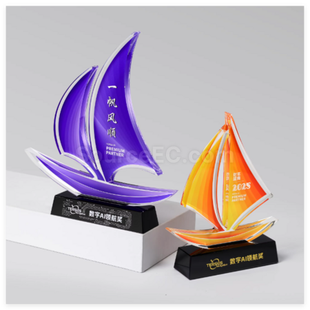 禮品訂造帆船水晶獎座紀念品