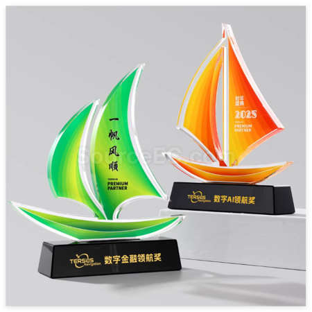 禮品訂造帆船水晶獎座紀念品