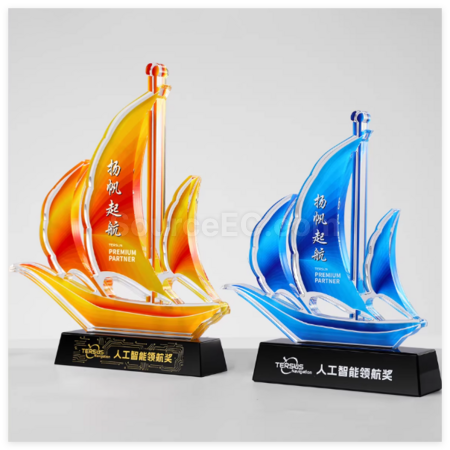 禮品訂造帆船水晶獎座紀念品