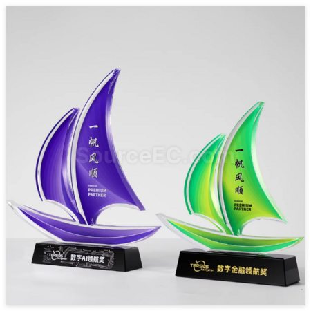 禮品訂造帆船水晶獎座紀念品