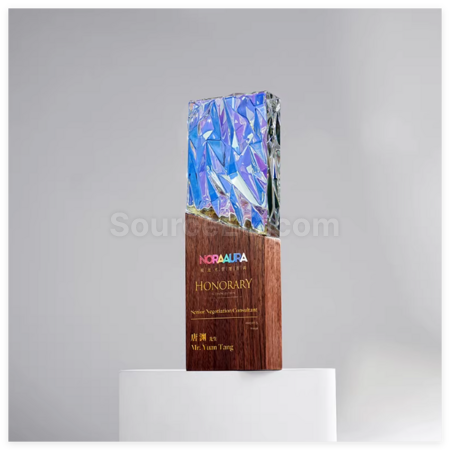 禮品訂造幻彩水晶獎座紀念品