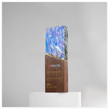 禮品訂造幻彩水晶獎座紀念品