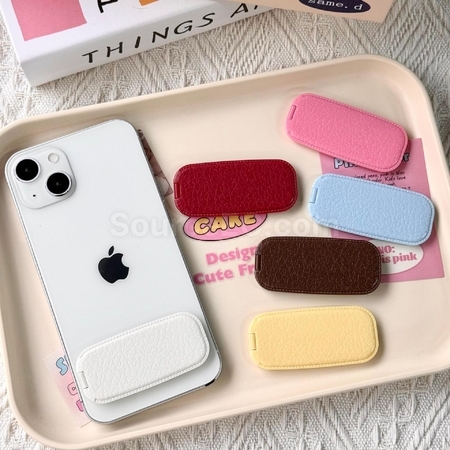禮品訂造仿皮紋手機支架折疊鏡紀念品