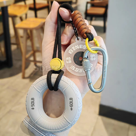 禮品訂造握力器+啞鈴片解壓鑰匙扣掛件紀念品