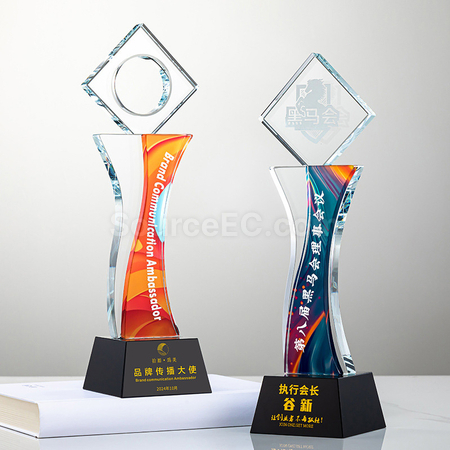 禮品訂造五角星水晶獎座紀念品