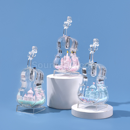 禮品訂造小提琴城堡流沙彩燈擺飾紀念品