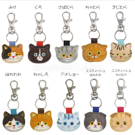 禮品訂造小貓皮質鑰匙扣掛件紀念品