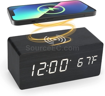 禮品訂造多功能無線充電電子鐘紀念品
