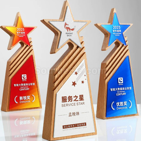 禮品訂造實木水晶獎座紀念品