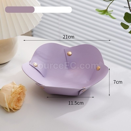 禮品訂造花朵形狀PU皮革摺疊收納盤紀念品