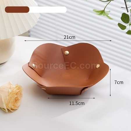 禮品訂造花朵形狀PU皮革摺疊收納盤紀念品