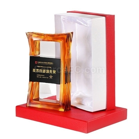 禮品訂造長方框型琉璃水晶獎杯紀念品