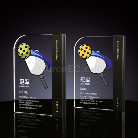 禮品訂造匹克球水晶獎座紀念品