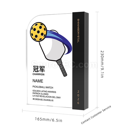 禮品訂造匹克球水晶獎座紀念品