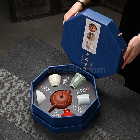 禮品訂造八角盒茶具套裝紀念品