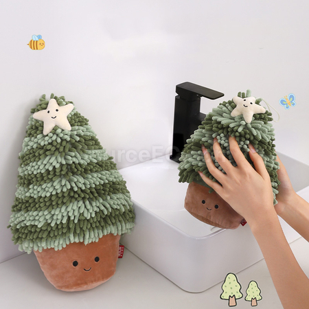 禮品訂造聖誕樹造型擦手巾紀念品