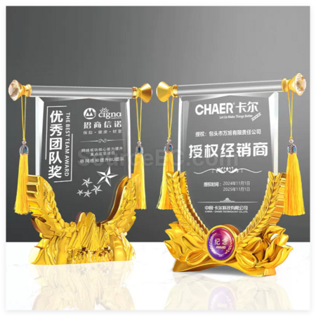 禮品訂造創意水晶錦旗獎座紀念品