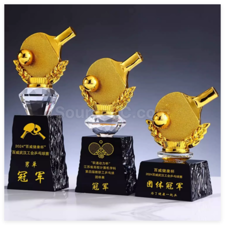 禮品訂造乒乓球金屬獎座紀念品