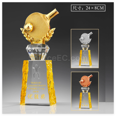 禮品訂造乒乓球金屬獎座紀念品