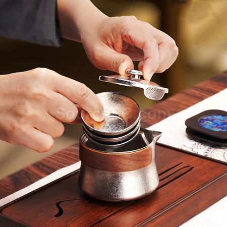 禮品訂造純鈦一壺三杯泡茶套裝紀念品