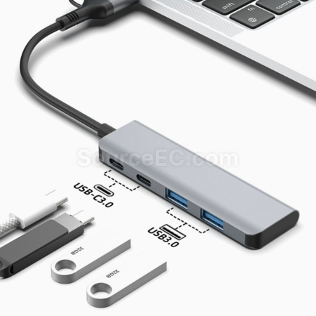 禮品訂造雙接頭USB+Type-C四合一HUB集線器紀念品