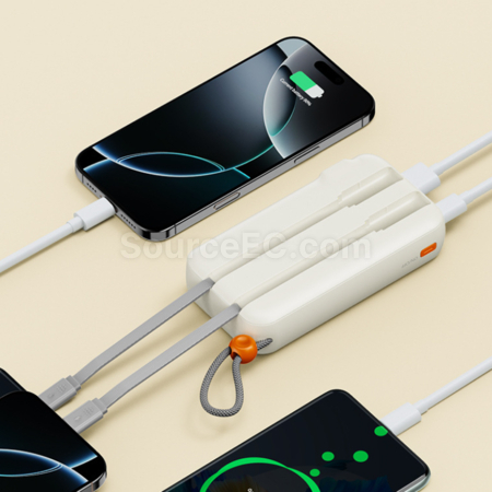 禮品訂造帶線22.5W快充插行動電源-歐英規轉接器紀念品