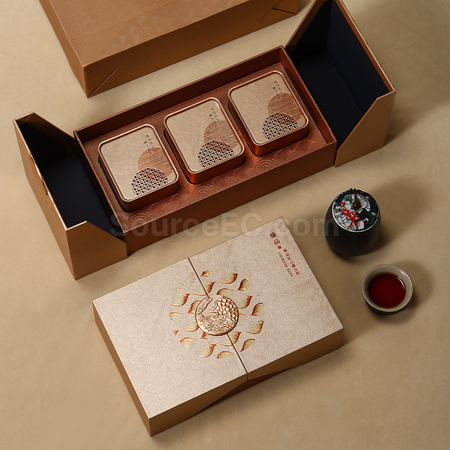禮品訂造「臻品」雙開門茶葉包裝禮盒紀念品