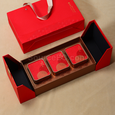 禮品訂造「臻品」雙開門茶葉包裝禮盒紀念品