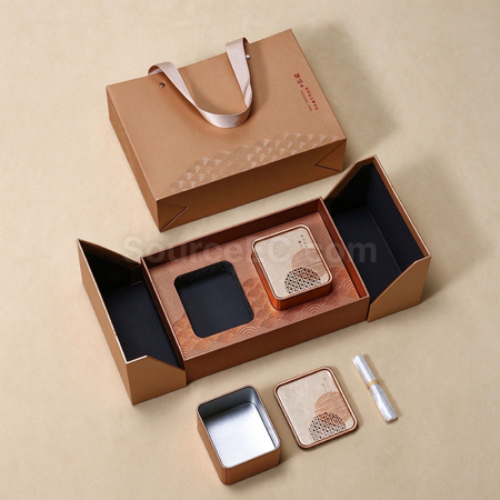 禮品訂造「臻品」雙開門茶葉包裝禮盒紀念品