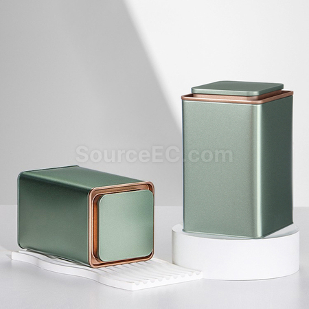 禮品訂造「茗跡」方形茶葉鐵罐紀念品