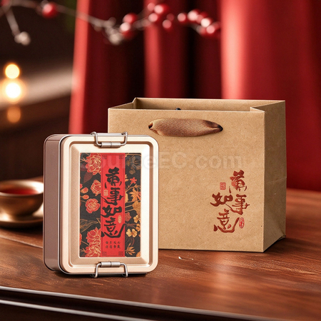 禮品訂造「萬事如意」收納鐵罐茶葉禮盒紀念品