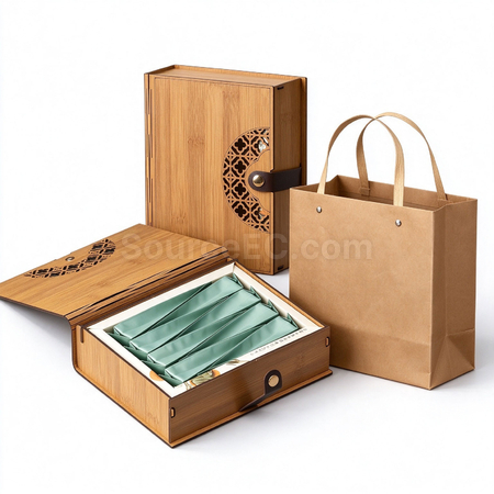 禮品訂造竹紋拼接茶葉禮盒紀念品