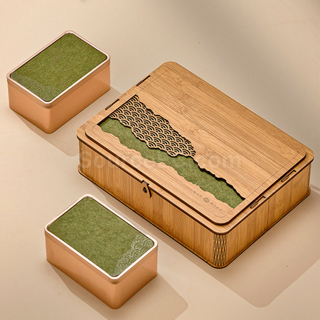 禮品訂造「天地自然」仿竹手提拼接茶葉禮盒紀念品
